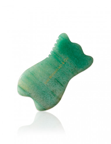 Gua sha tulip verde green aventurine para masaje facial