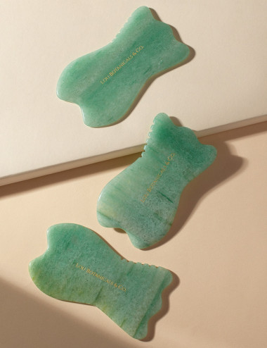 Gua sha tulip verde green aventurine para masaje facial