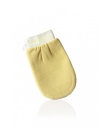 Guante exfoliante para limpieza corporal de bano amarillo