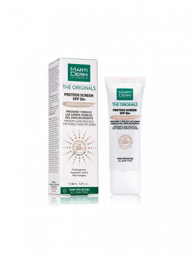 Protector solar natural con retinol cacao ácido hialurónico y silicio con color con caja