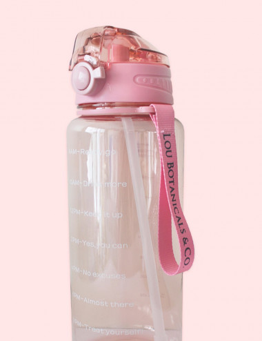 Botella rosada de agua de 2 litros con mensajes motivacionales de tritan copolyester