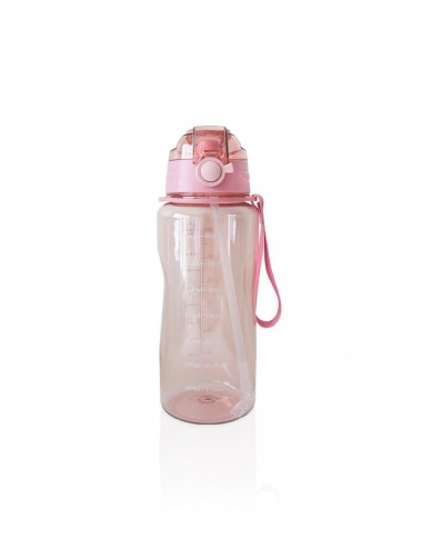Botella rosada de agua de 2 litros con mensajes motivacionales de tritan copolyester
