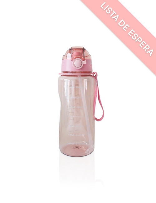 Botella rosada de agua de 2 litros con mensajes