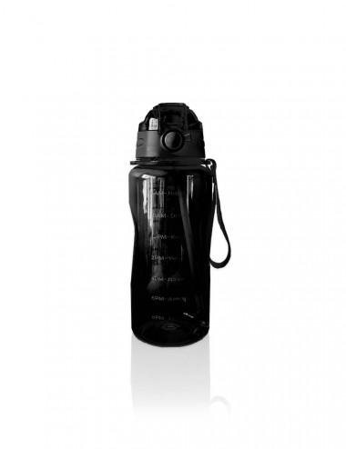 Botella negra de agua de 2 litros de tritan copolyester con mensajes motivacionales