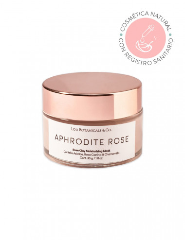 Mascarilla facial exfoliante Aphrodite Rose con arcilla rosada centella asiatica lista para aplicar para piel sensible o seca