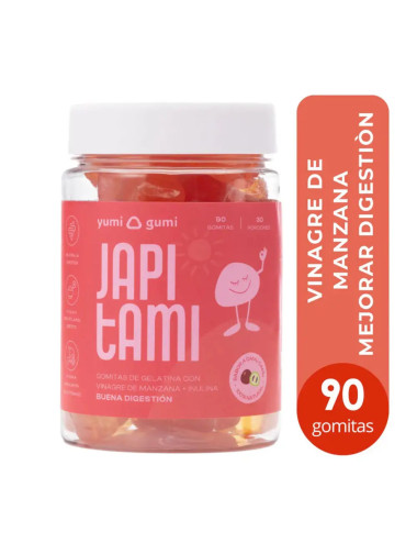 YUMI GUMI JAPI TAMI Gomitas para mejorar la digestión con vinagre de manzana e inulina 90 unidades