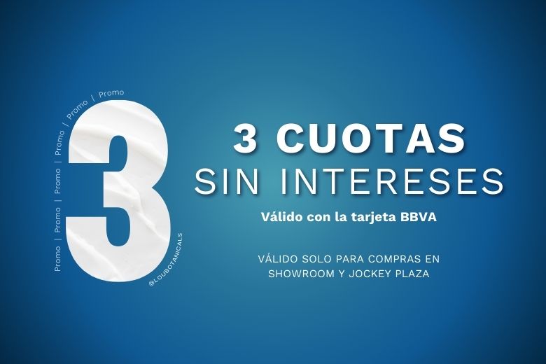Hasta 3 cuotas sin intereses con BBVA